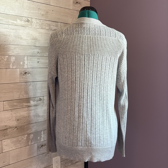 BELLE Lightweight Open Knit Gray Cardigan - Picture 6 of 7
